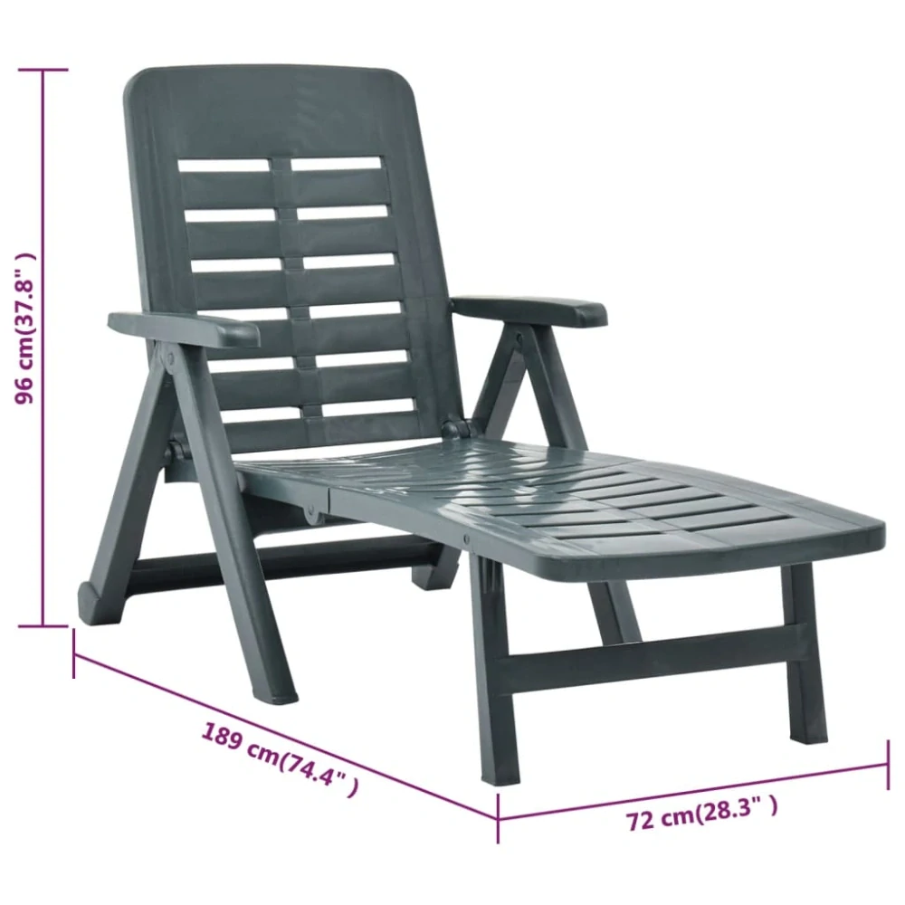 Plastové polohovací lehátko SMERALDO (š.72 x h.189 x v.96cm), zelená