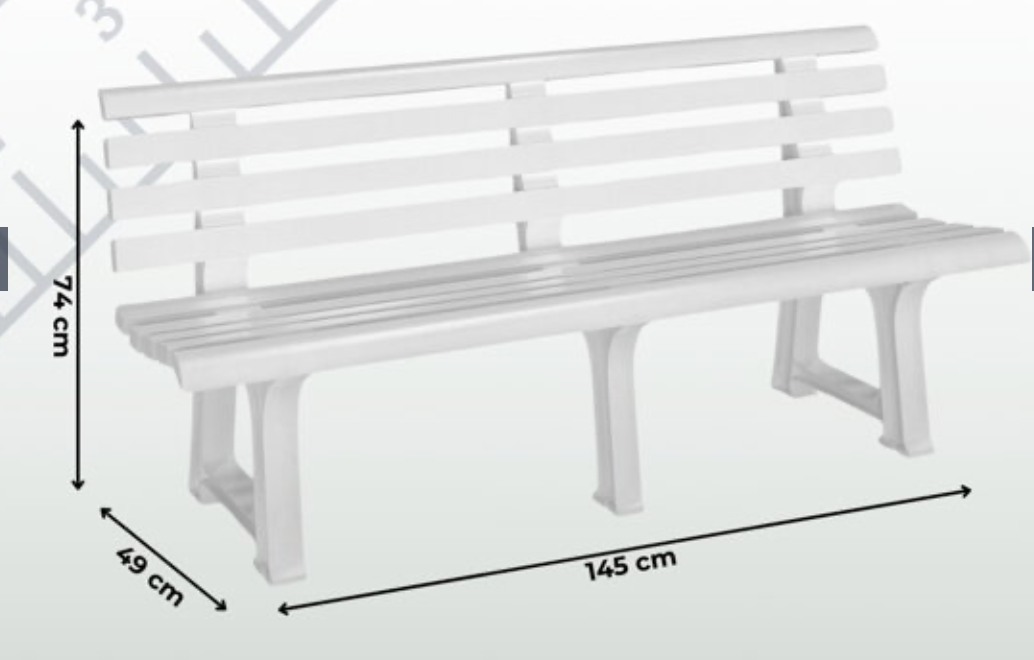 Zahradní plastová lavice ORCHIDEA (d.145 cm x š.49 cm x v.74 cm), bílá