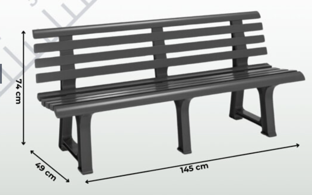Zahradní plastová lavice ORCHIDEA (d.145 cm x š.49 cm x v.74 cm), antracit