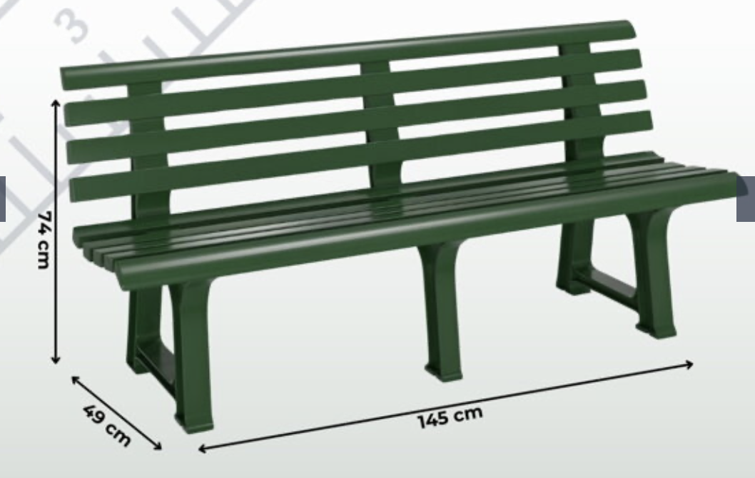 Zahradní plastová lavice ORCHIDEA (d.145 cm x š.49 cm x v.74 cm), zelená