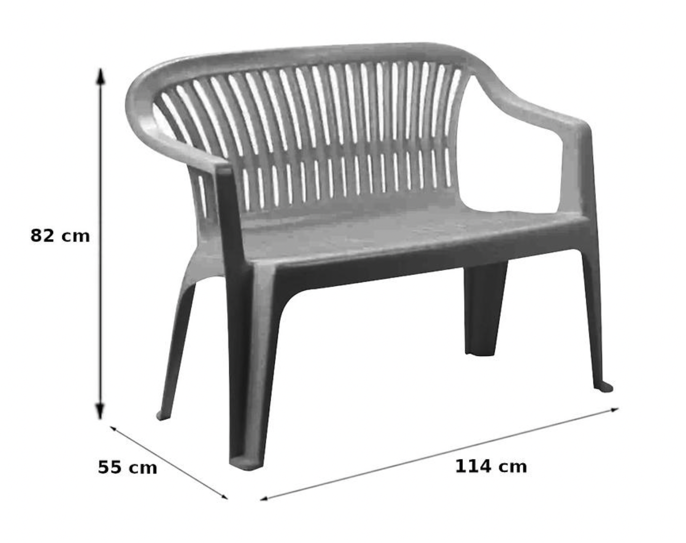 Zahradní plastová lavice DIVA (d.114 cm x š.55 cm x v.82 cm), antracit
