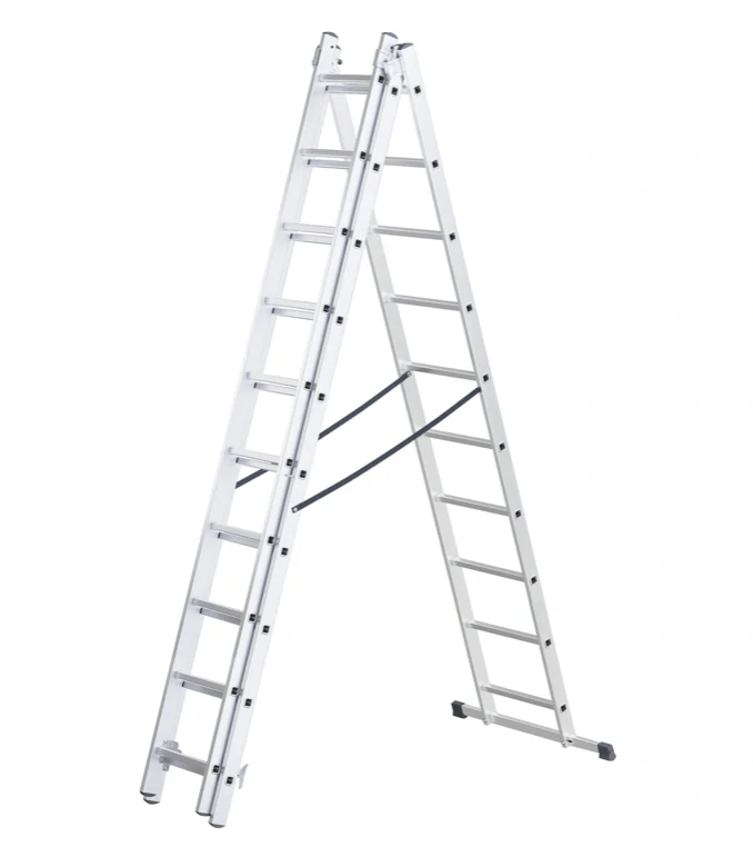 Hliníkový žebřík 3x10 příček, třídílný výsuvný DRABEST DW3-10 HOME