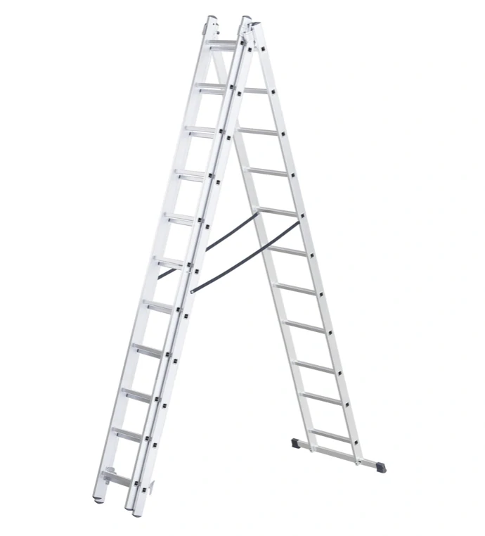 Hliníkový žebřík 3x11 příček, třídílný výsuvný DRABEST DW3-11 HOME