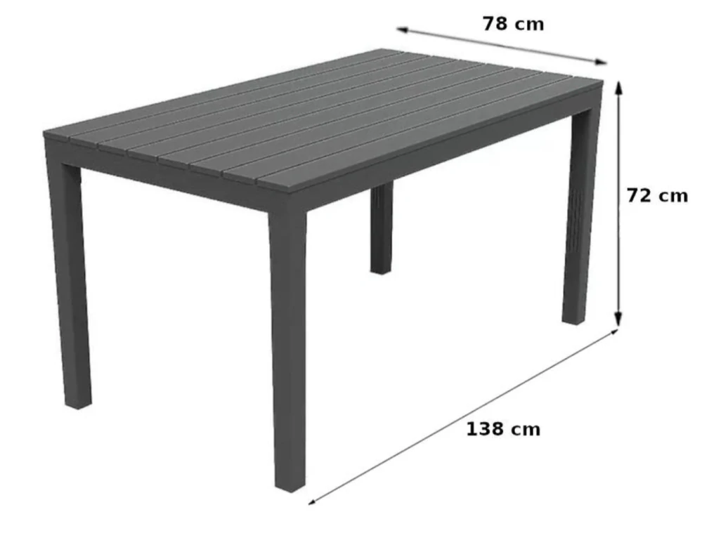 Plastový stůl SUMATRA (138x78x72cm), hnědý