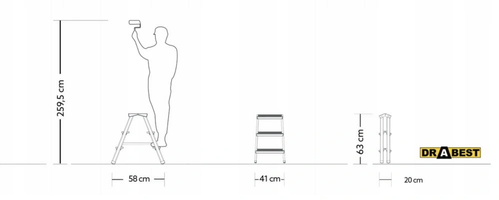 Hliníkové štafle 2x3 oboustranné DD3, DRABEST HOME (nosnost 125kg) 
