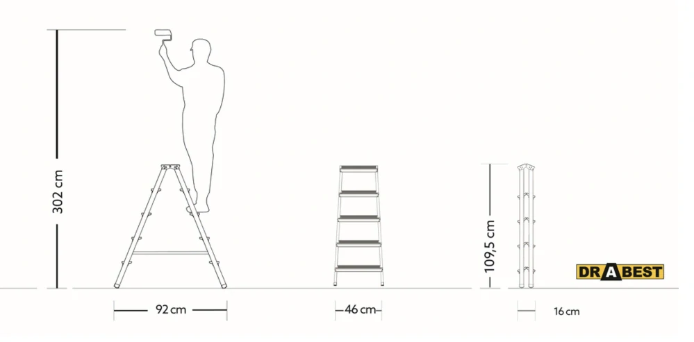 Hliníkové štafle 2x5 oboustranné DD5, DRABEST HOME (nosnost 125kg)