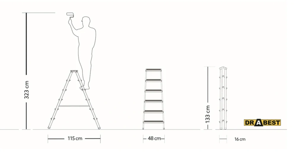 Hliníkové štafle 2x6 oboustranné DD6, DRABEST HOME (nosnost 125kg)