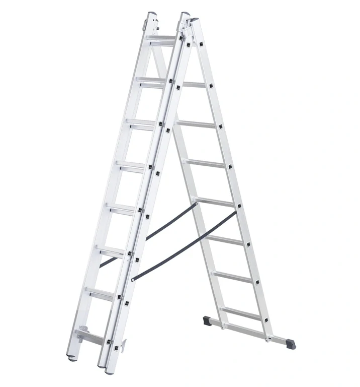 Hliníkový žebřík 3x8 příček, třídílný výsuvný DRABEST DW3-8 HOME