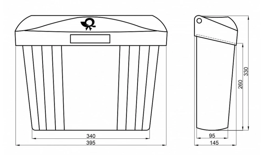 Schránka poštovní, NOVÁ HNĚDÁ 400x320x153mm, AD