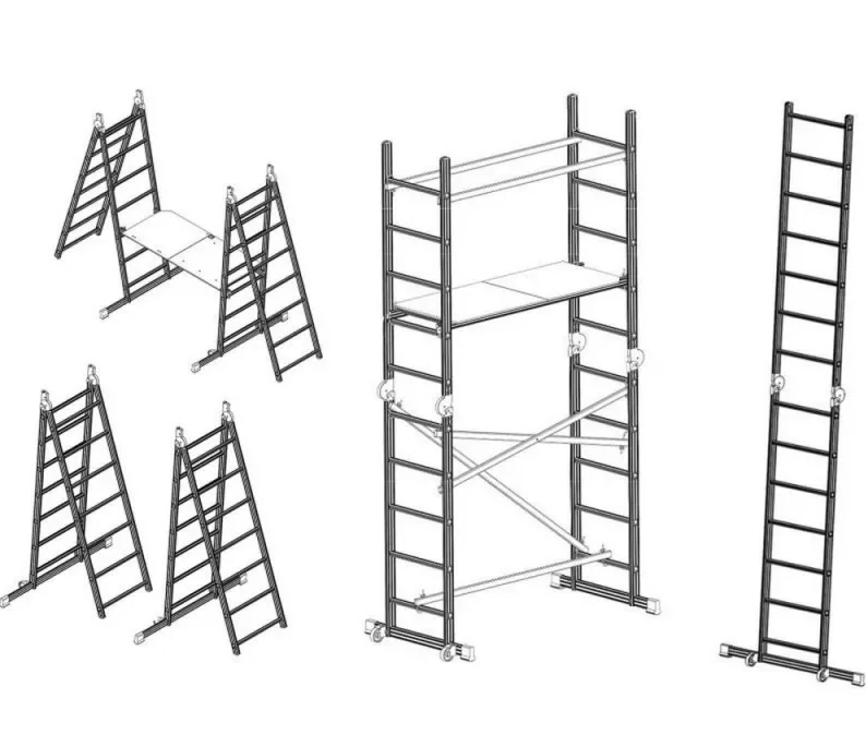 Lešení žebříkové IKAR PRO s plošinou, výška lešení 3m (pracovní výška 4m), nosnost 150kg