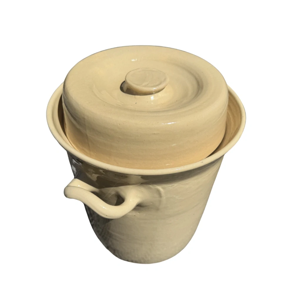 Keramický zelák 10L + víko (22/24cm), KOLOMAZNÍK ZÁBŘEH, krémová barva