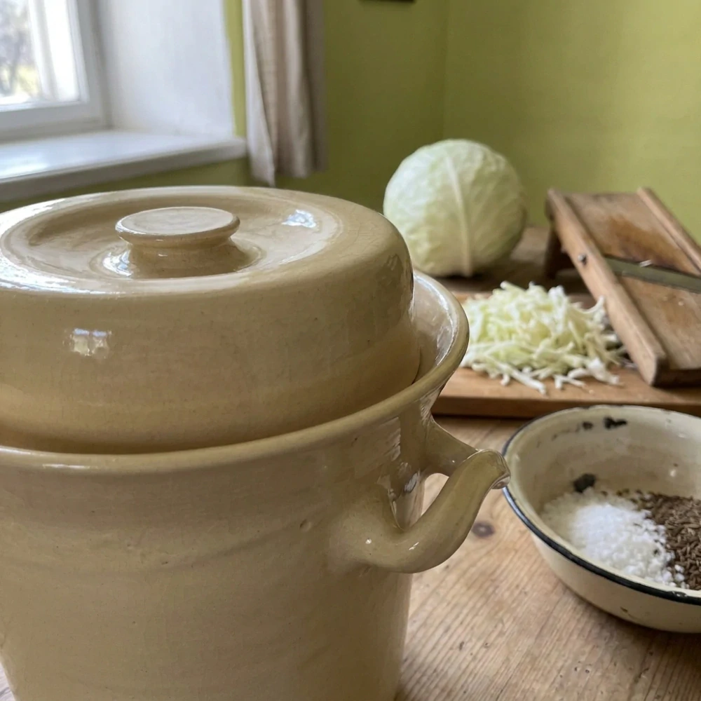 Keramický zelák 20L + víko (27/30cm), KOLOMAZNÍK ZÁBŘEH, krémová barva