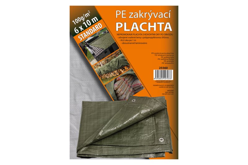 PE plachta zakrývací 6x10m 100g/m2 zelená