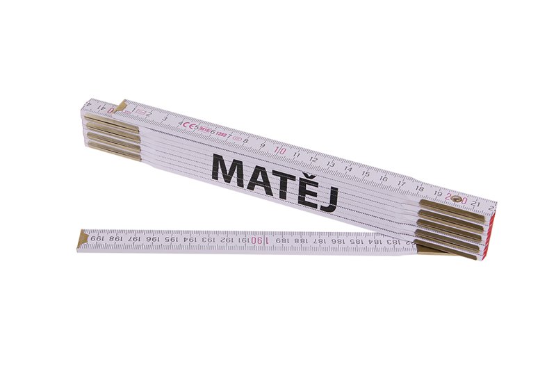 Metr skládací 2m MATĚJ (PROFI, bílý, dřevo)