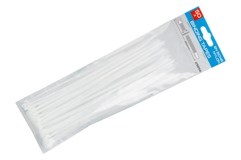 Pásky vázací 250x3. 6mm 50ks bílá