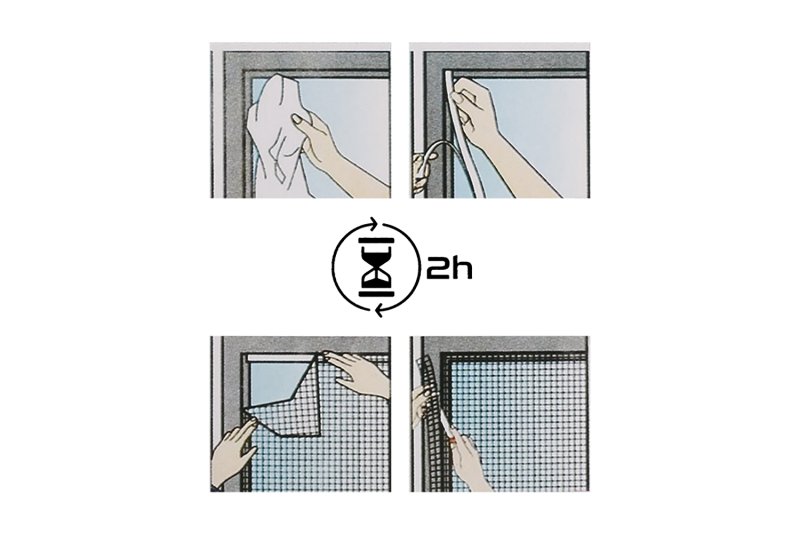 Sada okenní síť 150x90cm,  bílá,  suchý zip 4. 8m