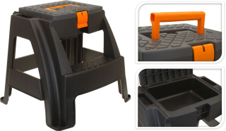 Schůdky+box šedý/oranž v44cm