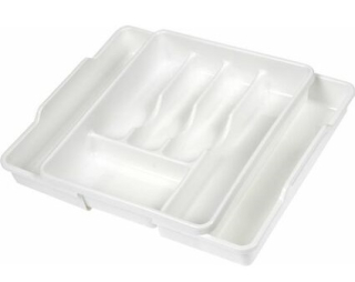 Příborník 38x32(50)x7,5cm, bílý, nastav. 5přihr.,plast