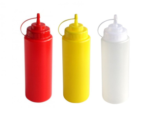 Láhev 1,025l SAUCE-omáčky, šir.hrdlo, špička, MIX, plast