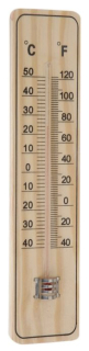 Teploměr univ. 22x5cm, -40°C+50°C, dřevo