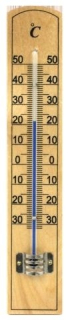Teploměr 20,0x3,5cm univ., -30°C+50°C, MINI II dřevo