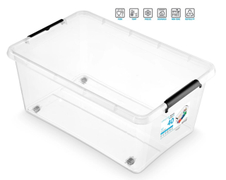 Box 40,0l SIMPLE-1722, 58x39x25cm, koleč.,transparentní plast