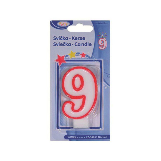 Svíčka 9, číslová, 75mm, 1ks