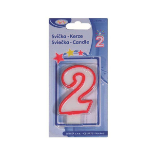 Svíčka 2, číslová, 75mm, 1ks