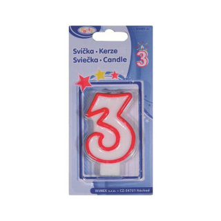 Svíčka 3, číslová, 75mm, 1ks