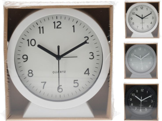 Hodiny 16cm, i BUDÍK, černé/bílé/šedé, 3typy,kulaté