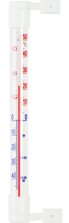 Teploměr 19,0x1,8cm okenní, -45°C+55°C, plast.obj.