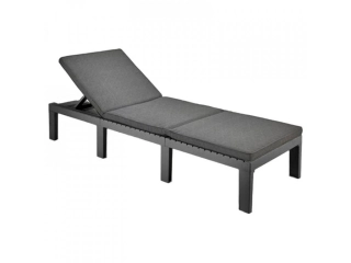 Plastové polohovací lehátko HAITI, s poduškou (š.68 x d.195 x v.78 cm), antracit