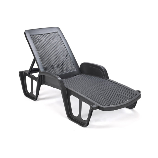 Plastové polohovací lehátko POOL (š.71 x h.192 x v.100cm), ratan antracit