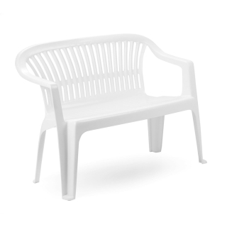 Zahradní plastová lavice DIVA (d.114 cm x š.55 cm x v.82 cm), bílá