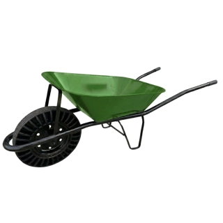 Stavební kolečko s tmavě zelenou korbou 60L, bantamové kolo (tvrdé)