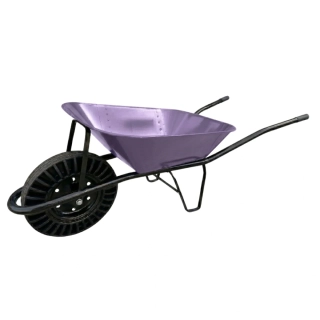 Stavební kolečko s fialovou korbou 60L, bantamové kolo (tvrdé)