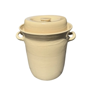 Keramický zelák 25L + víko (27,5/29,5cm), KOLOMAZNÍK ZÁBŘEH, krémová barva