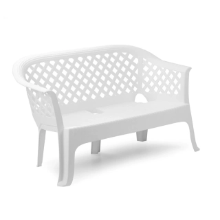 Zahradní plastová lavice LARIANA (d.134 cm x š.72 cm x v.76 cm), bílá