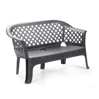 Zahradní plastová lavice LARIANA (d.134 cm x š.72 cm x v.76 cm), antracit