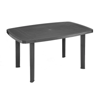 Plastový stůl FARO s otvorem pro slunečník, antracit (137x85x72cm)