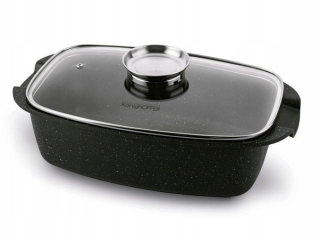 Pekáč 39x22x10,5cm KönigHOFFER, víko sklo, indukce, keramický povrch