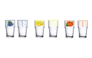 Sklen. 350ml, 1ks, CITRON, BORŮVKY, POMERANČ, voda