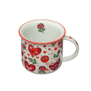 Hrnek 250ml TINA - SRDÍČKA ČERVENÁ, čes.porcelán