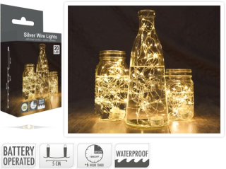 Vánoční řetěz 95cm, 20LED, teplá bílá, voděodolné, časovač