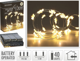 Vánoční řetěz 195cm, 40LED, vnitřní, teplá bílá