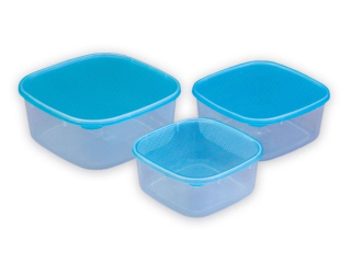Box-sada 3ks, hranatý s měrkou, (0,9+1,2+2l), plast