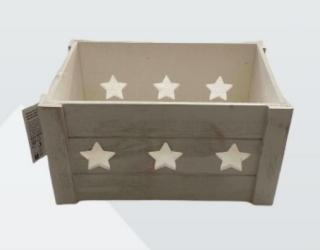 Bedýnka 25x15x14cm, HVĚZDY, bílá, dřevo