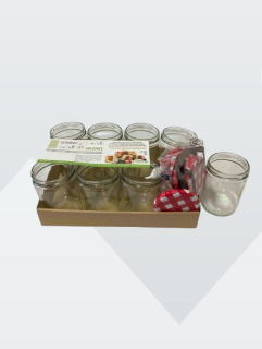 Sklenice zavařovací 440ml-10ks-LUNCH+10ks víček TO82 KÁRO červené