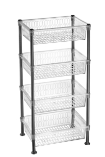 Regál 4-dílný 50x19,5x80cm, úzký, transp.plast
