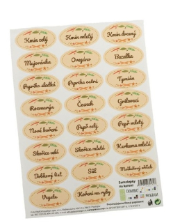 Etikety KOŘENÍ na kořenky, 23ks ovál, samolepky